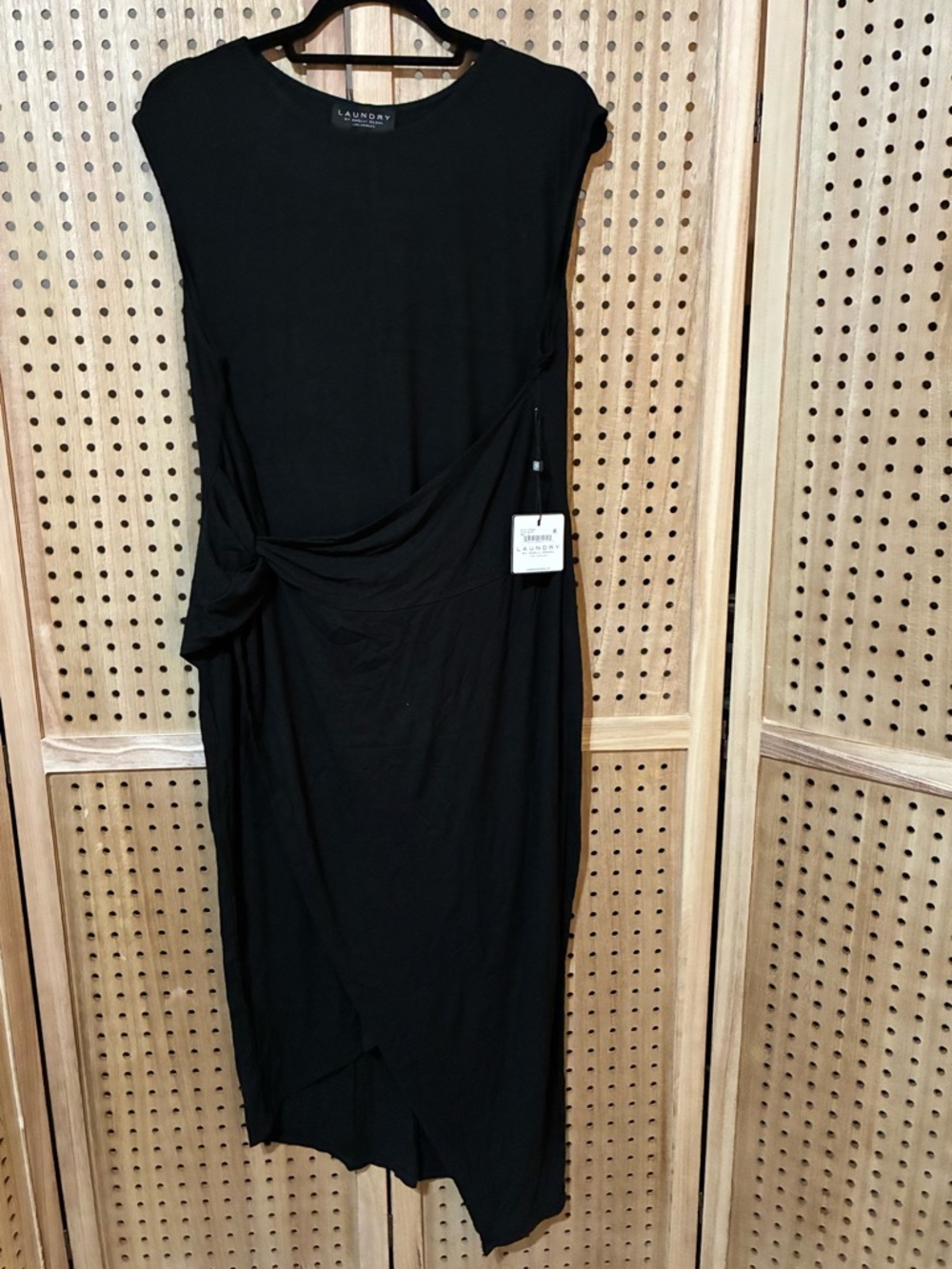 Laundry By Shelli Segal Black Sleeveless Twist-Waist Midi Dress